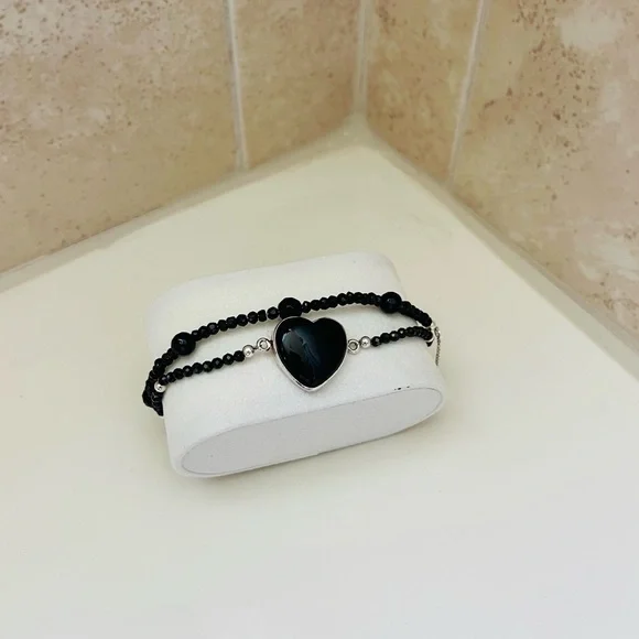 Natural Black Onyx 2 Bracelets - Picture 3 of 9